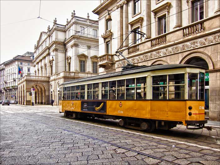Cobbled Street in Milano, Italy