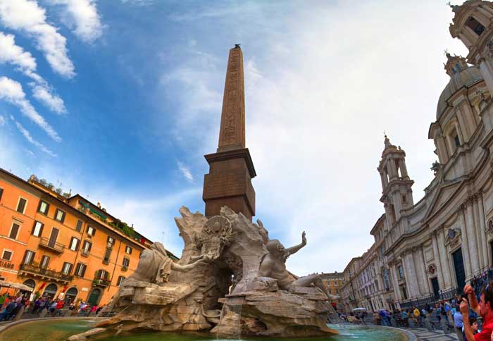 Egyptian Obelisk Rises from the Fontana dei Quattro Fiumi Egyptian Obelisk Rises from the Fontana dei Quattro Fiumi