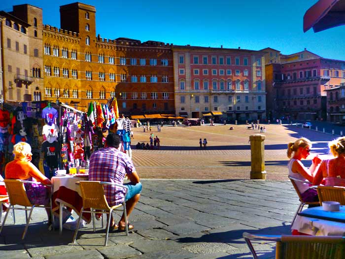 Enjoying a Sunny Day in Piazza del Campo, Siena