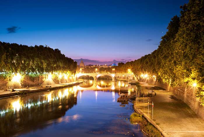 Night Atmosphere Along the Tiber, Trastevere, Rome Night Atmosphere Along the Tiber, Trastevere, Rome
