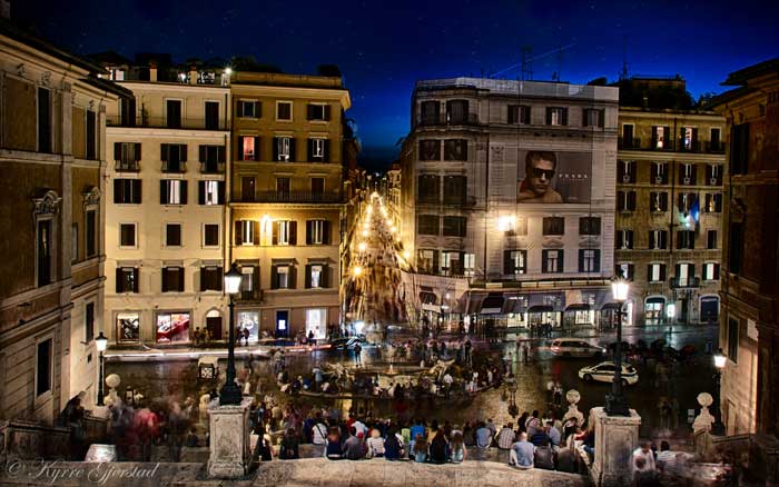 Night View of the Spanish Steps, Rome