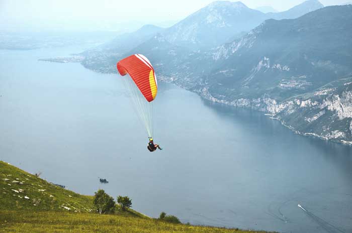 Paragliding over Lake Garda, Northern Italy