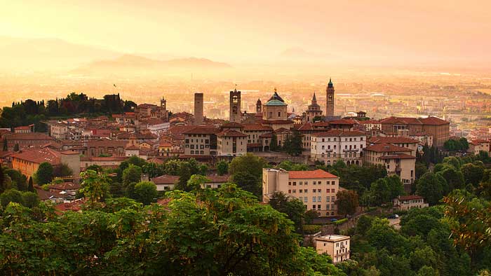 Sunrise at Bergamo Old Town